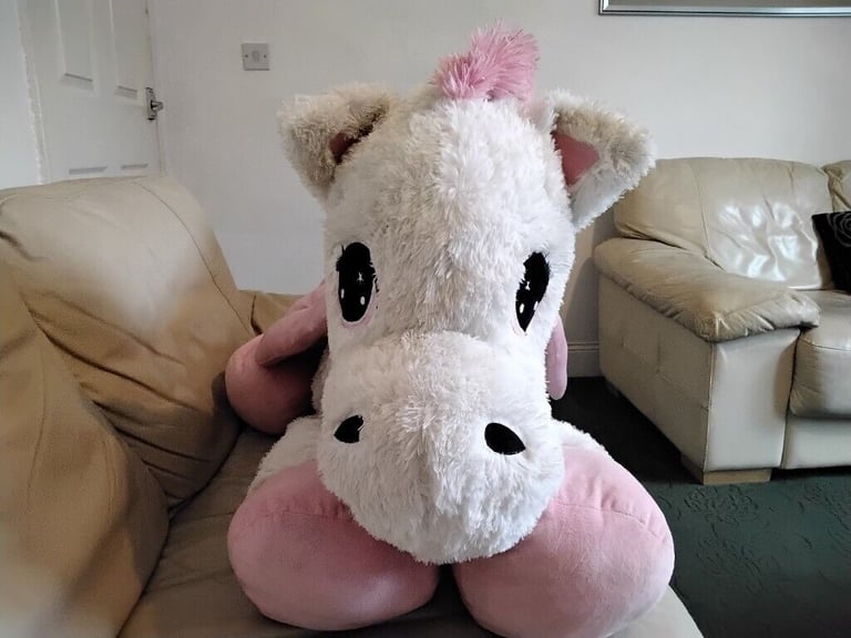 UNICORN soft toy 130cm long with tail extended .