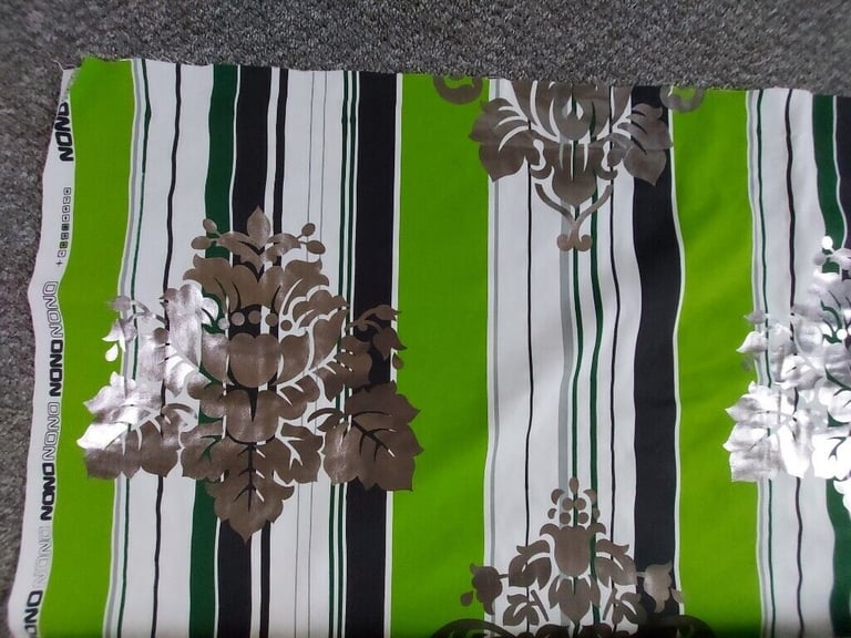 Fabric  Good Quality  Fabric”Nono”  Green Silver Multi Colour New 