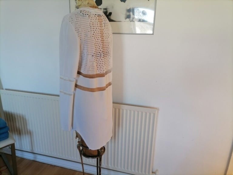 ALEXANDER WANG Limited Edition H&M Perforated / Mesh Mini Dress. Long Sleeve. White. Size : S 