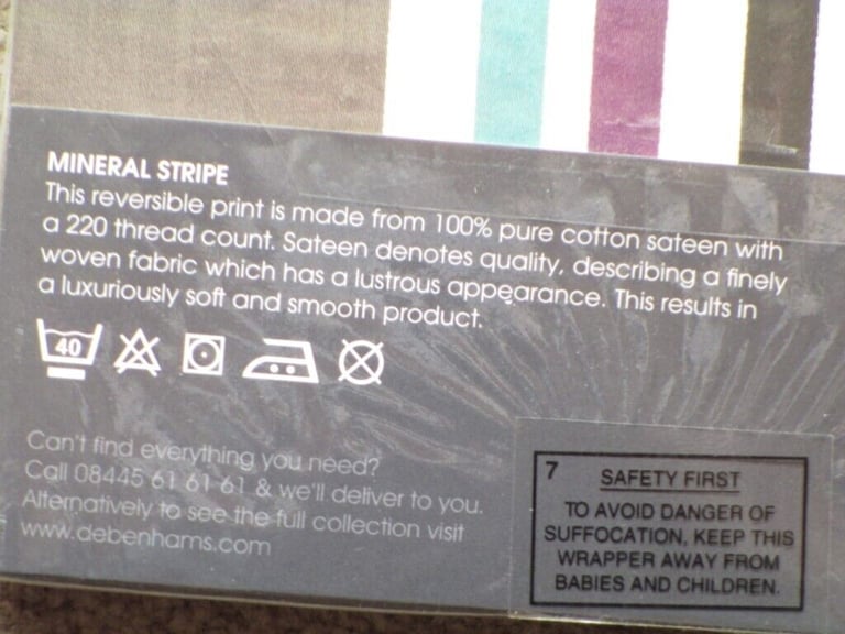 PILLOWCASE PAIR, Brand New in pack. Multi stripe print. 100% Cotton sateen, 220 thread count
