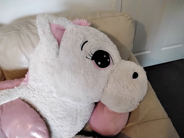 UNICORN soft toy 130cm long with tail extended .