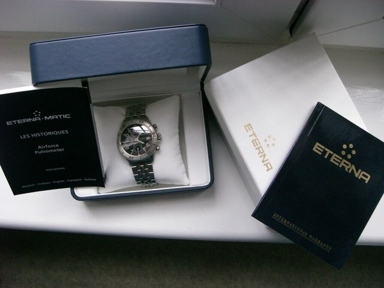 Eterna Airforce III automatic mechanical chronograph wristwatch - new old stock - '90s- Val 7750