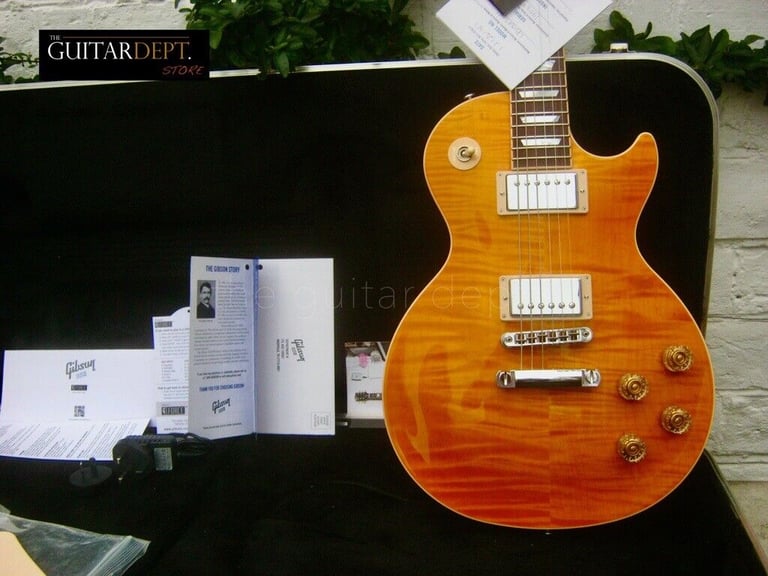 ♚GORGEOUS♚2015 Gibson Les Paul STANDARD 100th Anniversary ♚Mother of Pearl♚ AMBER CANDY AAA FLAME