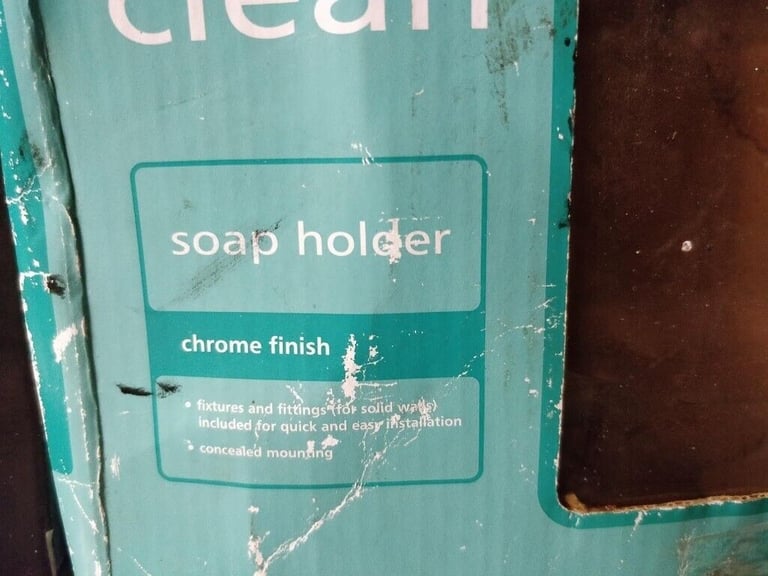 New Chrome Finish Wall Soap Holder with Glass Dish