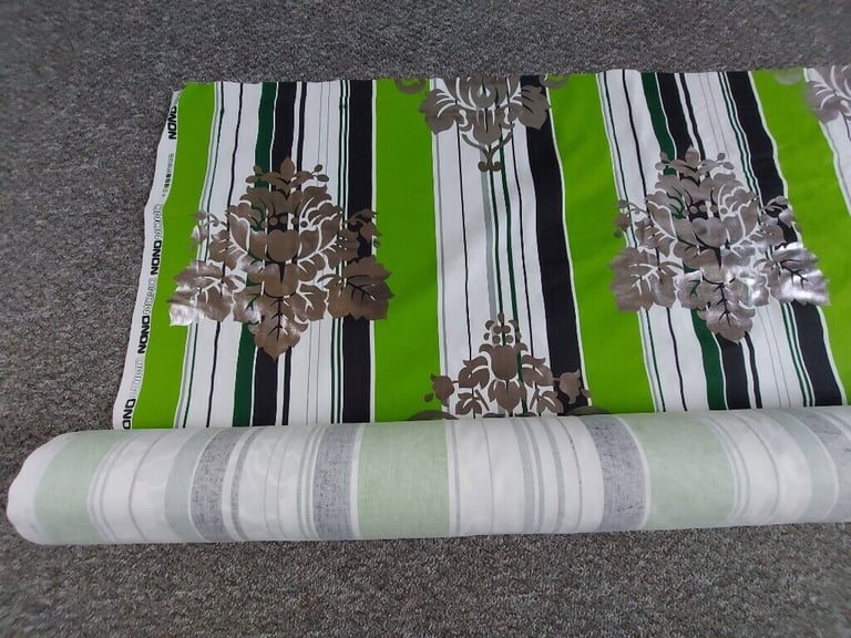 Fabric  Good Quality  Fabric”Nono”  Green Silver Multi Colour New 