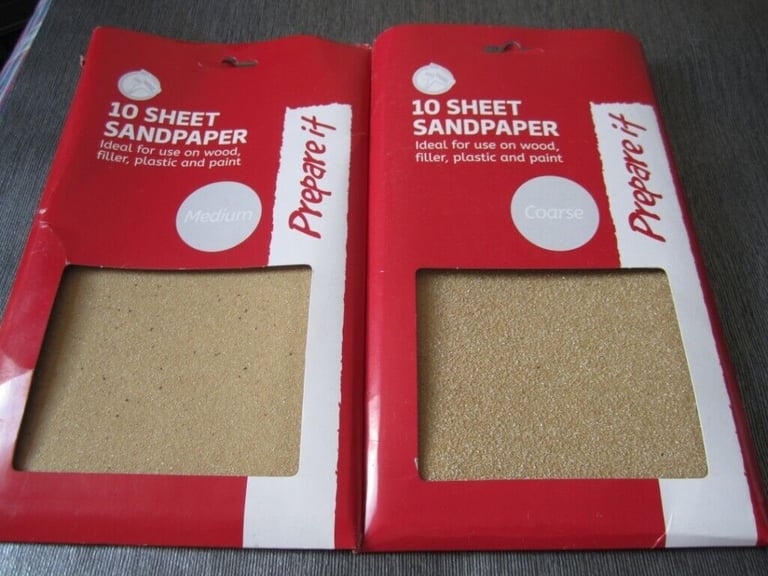 Pack of 10 medium and coarse Sandpaper Sheets (PREPARE IT)