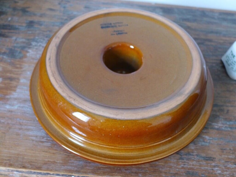Grimwades THE IMPROVED POPULAR PIE FUNNEL + Needham Pottery PIE DISH with BUILD-IN FUNNEL