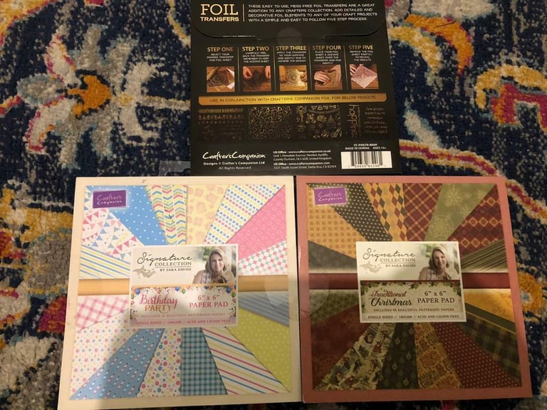 image for x2 papaer card packs & x2 foil transfer packs brand new arts and craft