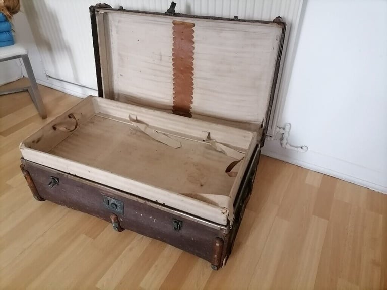 Rare Vintage Pre 1940's Chest Wardrobe Steamer Travel Trunk