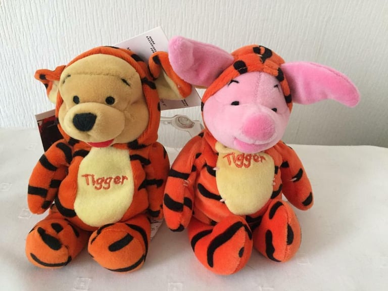 Disney Pooh and Piglet dressed as Tigger beanies 