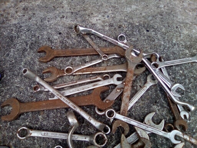 Collection of spanners and other tools , £2 per item.
