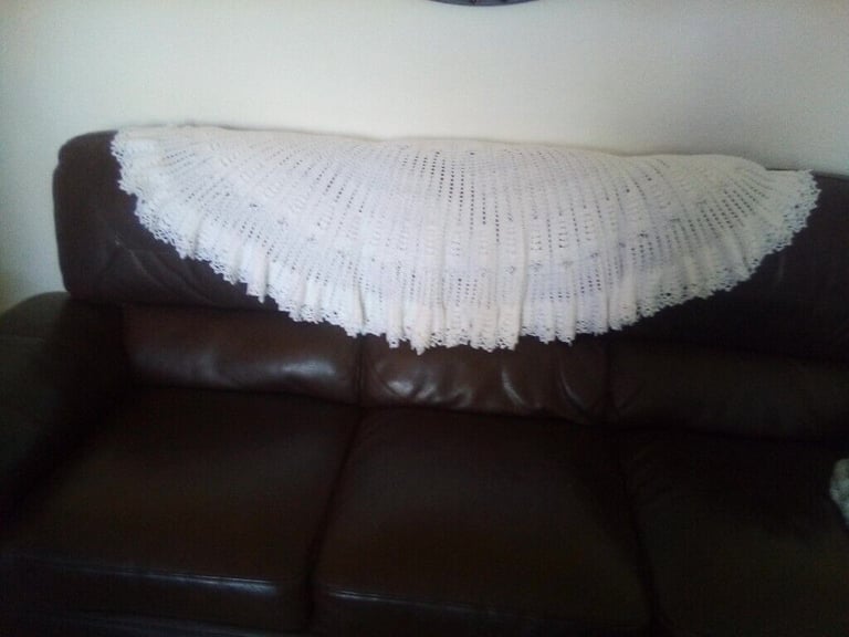 New white crochet shawl