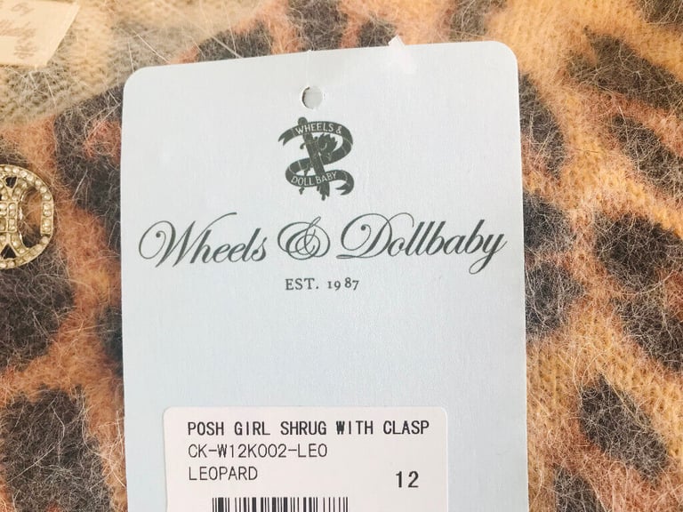 Wheels & Dollbaby Leopard Posh Girl Shrug with Clasp - Size 12 AUS, 10 UK