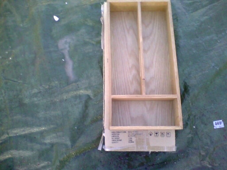 image for 1 x brand new 3 compartment oak  cutlery tray from wrens still boxed 