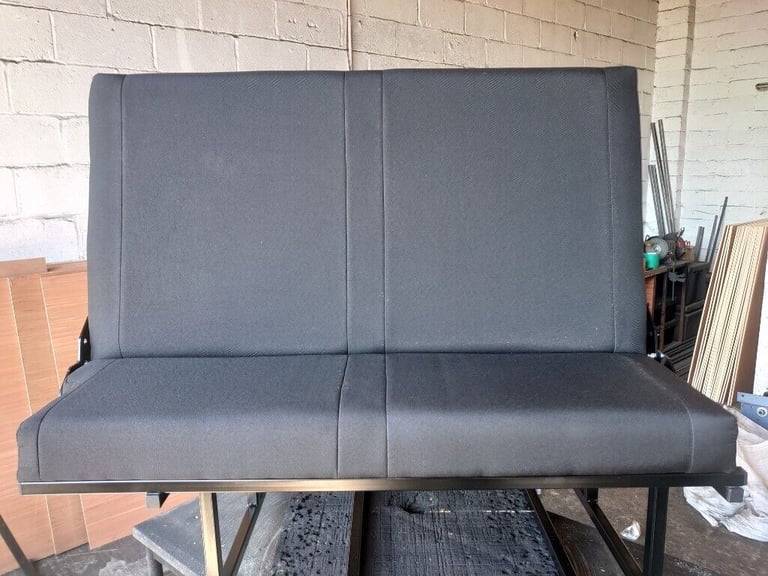 3/4 Black fabric rock and roll bed/seat, fits VW T4, T5 and all other vans. Delivery from £79