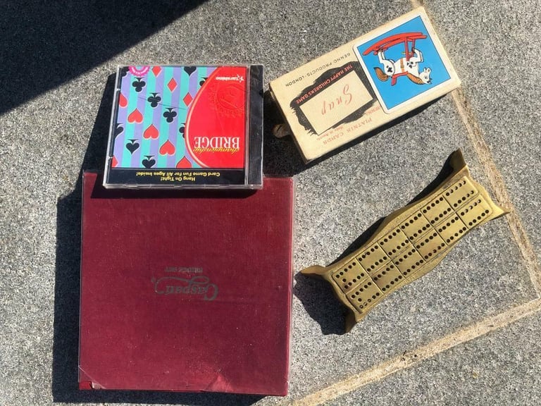 image for New and packaged Bridge set with cards, notebook, pencils. Included CD on how to pay bridge