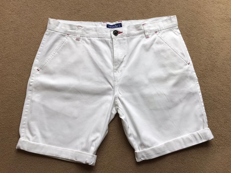Brand new white stretch chino shorts size 38”