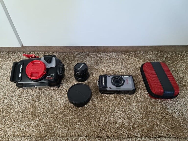 image for Olympus TG-1 Camera with Case, 2 Lenses, Dive Housing and 2 Batteries