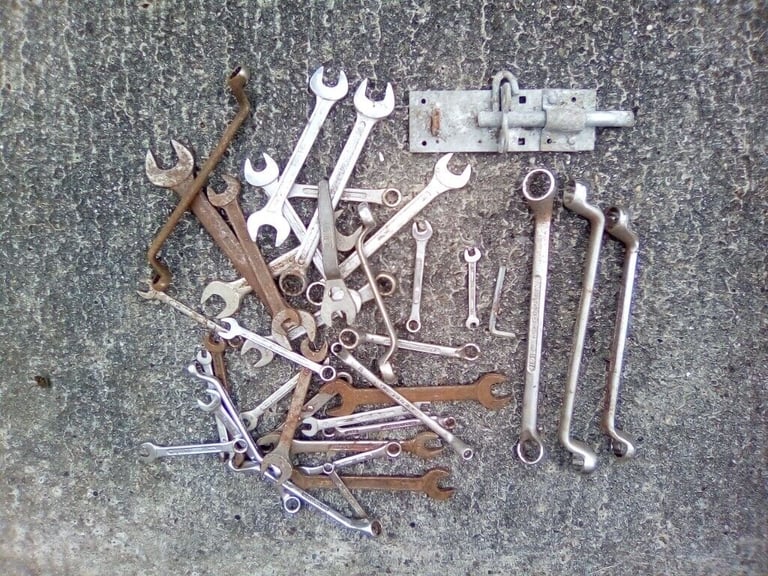 Collection of spanners and other tools , £2 per item.