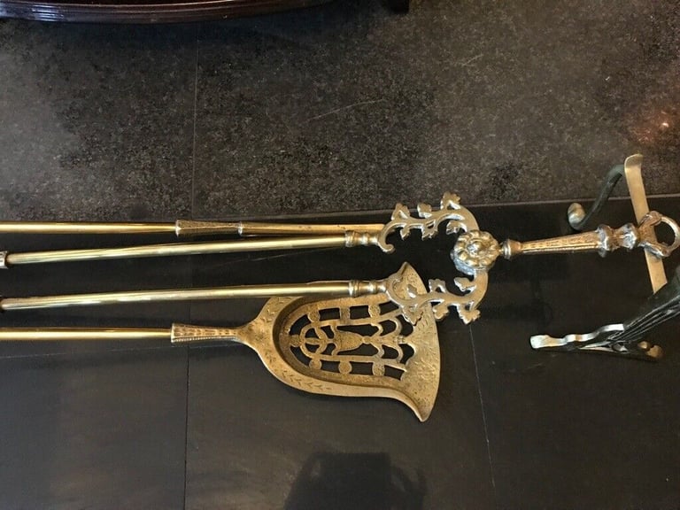Antique Brass Fireplace Companion Set