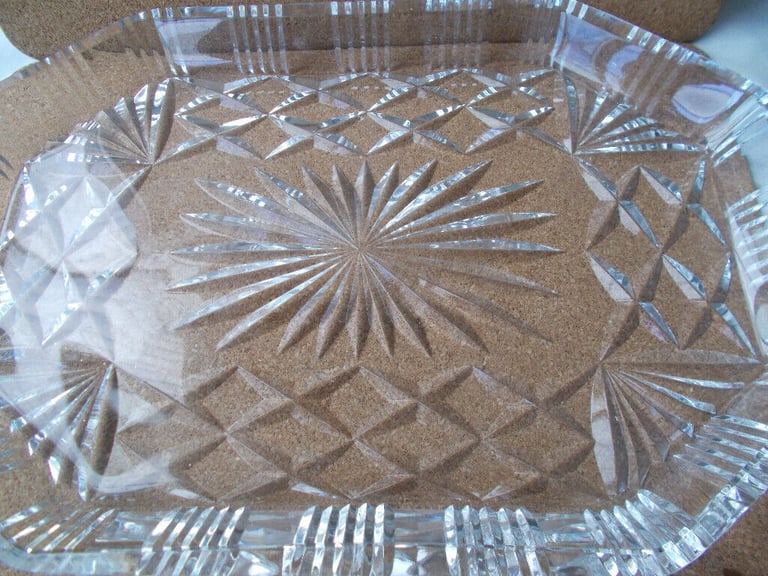 Crystal tray, solidly made.  Would make a lovely gift
