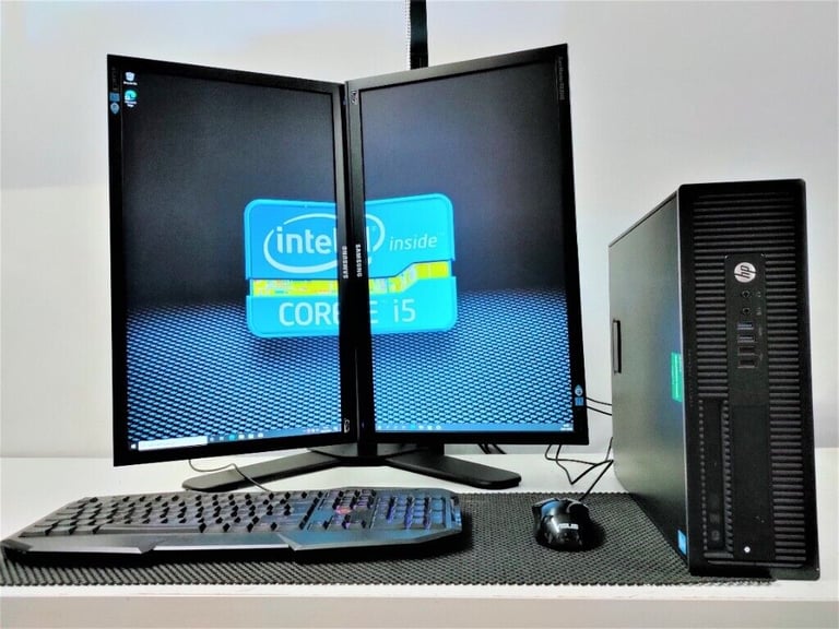 HP Dual Monitor Computer PC Setup for Business use (intel i5, 16GB, SSD)