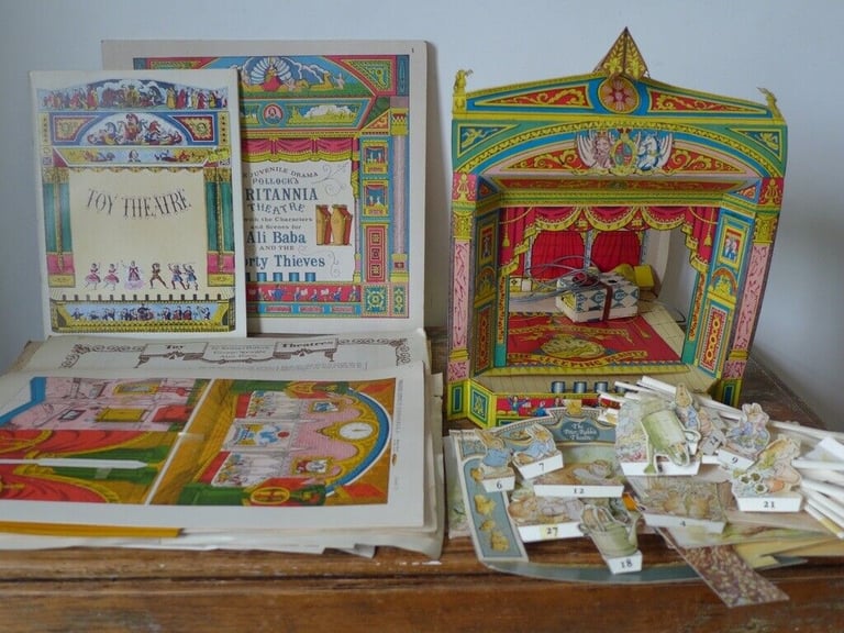 image for Collection of Vintage POLLOCK'S TOY THEATRE items: Constructed Theatre + Material for Various Plays