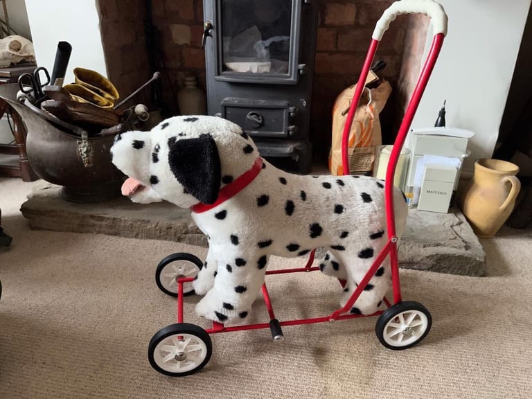Vintage Mulholland & Bailie push along Dalmatian dog toy Walker 