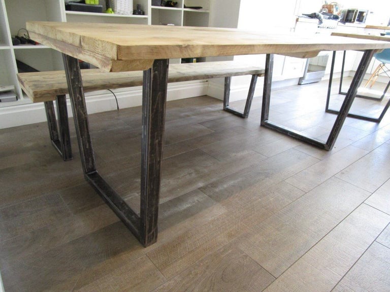 Vintage style Industrial Reclaimed wood Dining/Kitchen Table with Bench, tables,dining table,wood