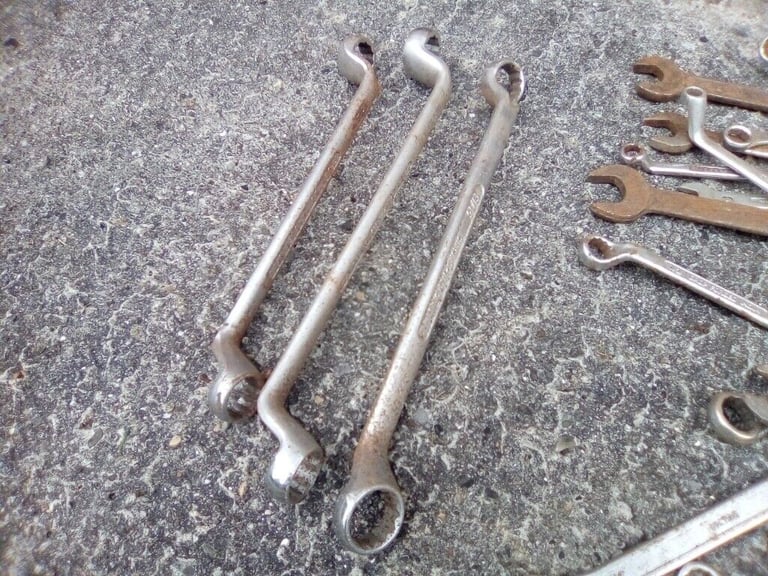 Collection of spanners and other tools , £2 per item.
