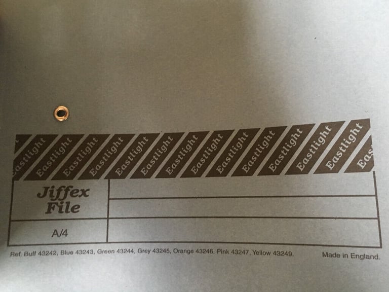 	10 Eastlight Jiffex blue files: 6 x A4 (unused) & 4 x foolscap pocket (used). Can post. £4 ovno lot