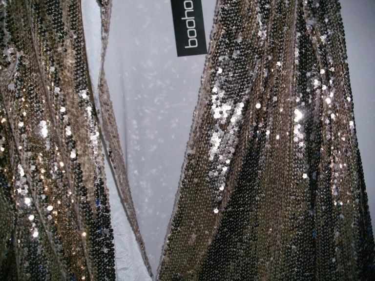 BNWT Boo Hoo  Soft Gold Sequin Blazer Jacket Size 8