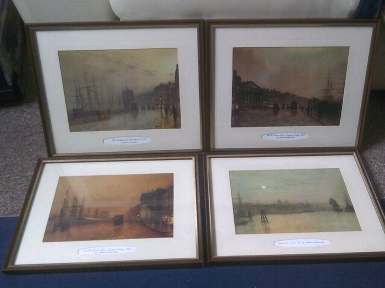 SET OF 4 ATKINSON GRIMSHAW PRINTS   FRAMED  3 LIVERPOOL  1 GREENWICH 