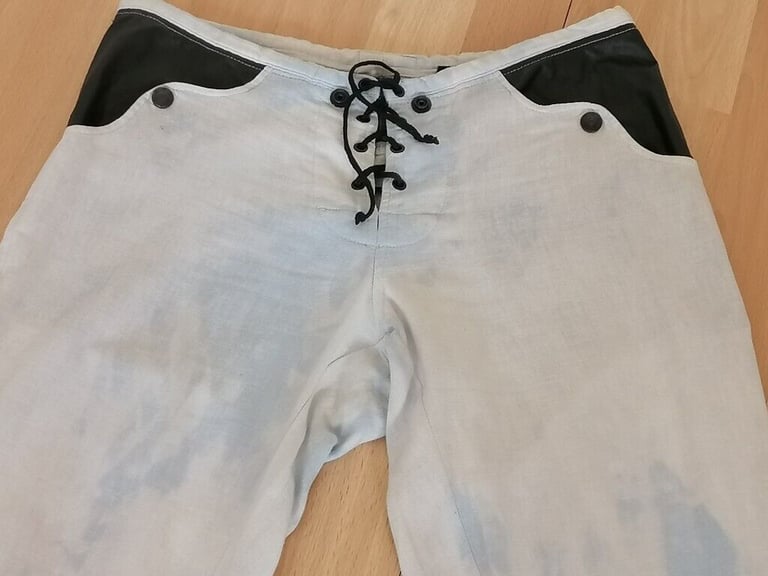 Rare Vintage 90's NICO DIDONNA LONDON Low Rise Bleached Washed Cotton Trousers. Size : S 