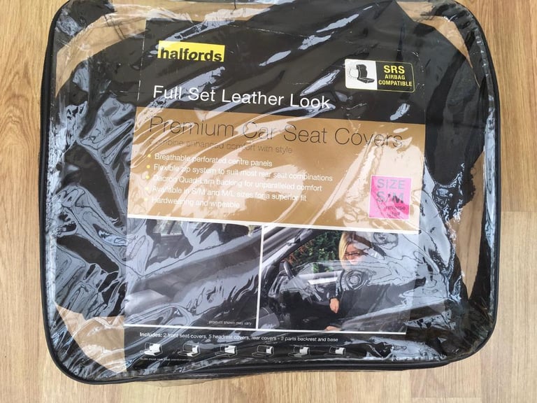 image for halfords set of rear leather look seat covers new 
