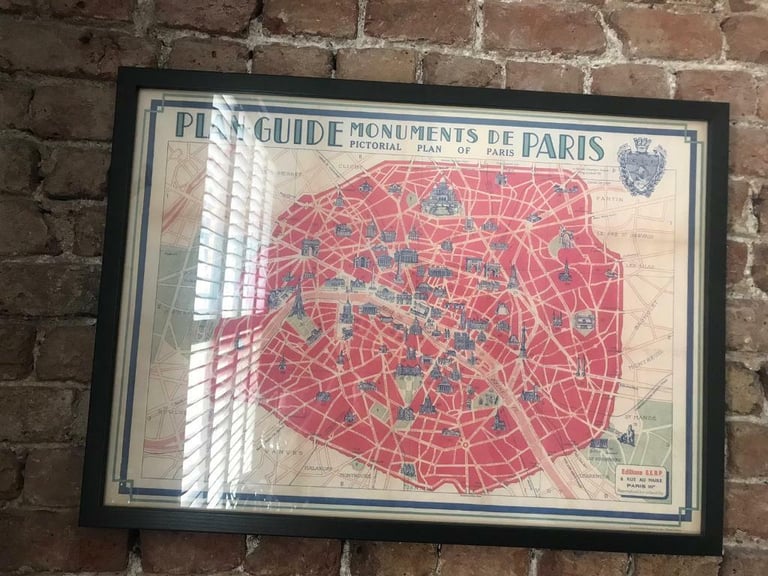 Paris Map Framed