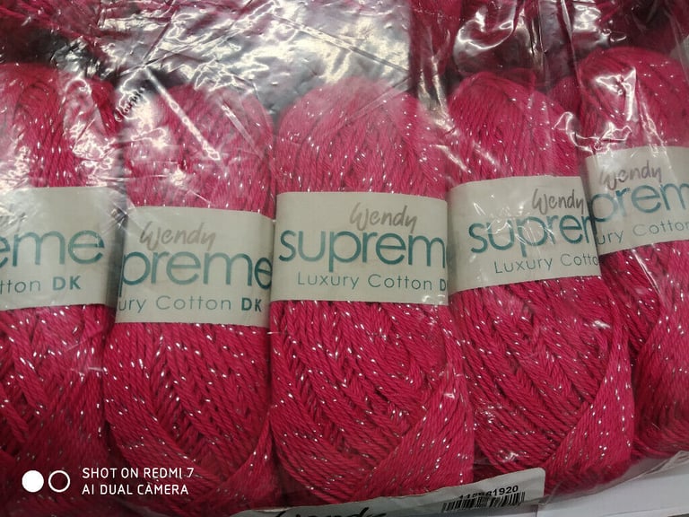 5x100 gram balls of Wendy Supreme Luxury Double Knitting Cotton is 100% Mercerised Cotton 