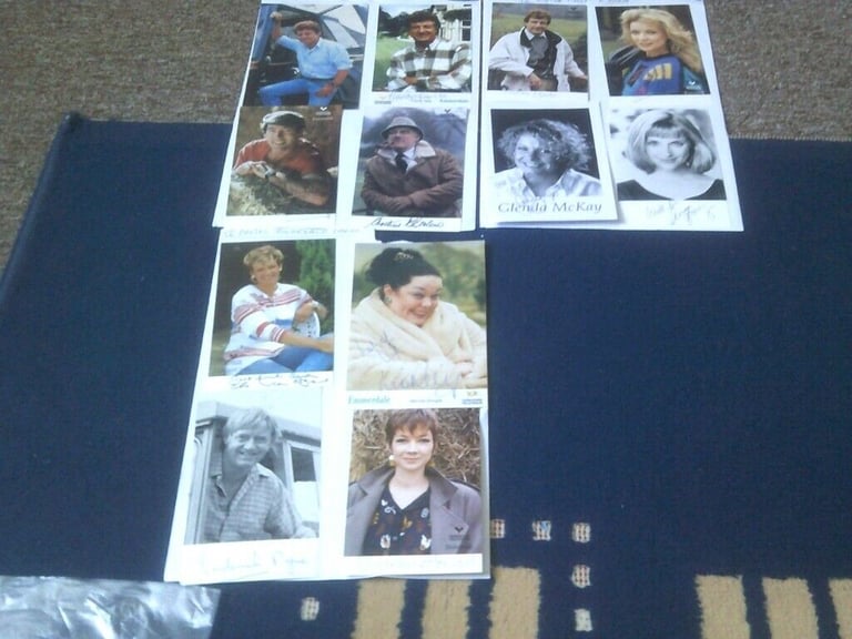 12 MIXED EMMERDALE FARM SIGNED PHOTOS  