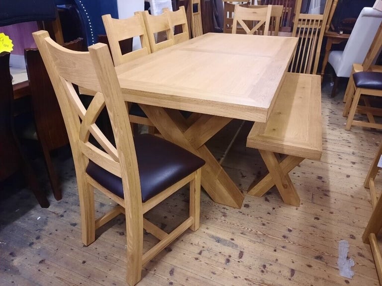 Oak x range dining table & Chairs 