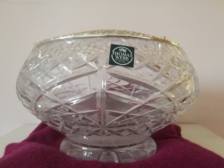 image for Thomas Webb Cut Glass Crystal Rose Bowl