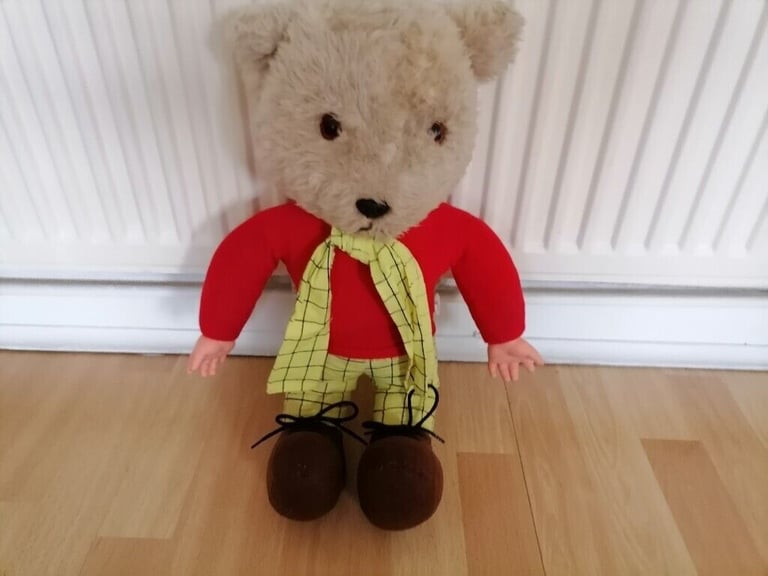 image for V. Rare Vintage 70's RUPERT THE BEAR Pull Cord Voice Teddy 22'' Tall. BURBANK TOYS. ENGLAND. 