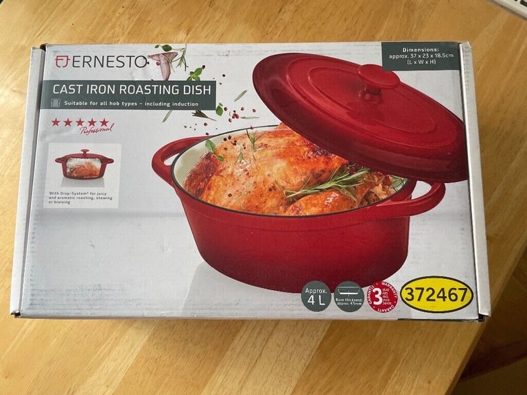 Ernesto 4L Professional Cast Iron big  Roasting Dish 24CM Oval Shape 