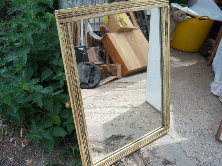 image for Upcycled, shabby chic, oak mirror.