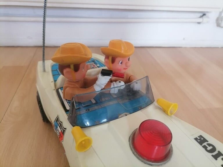  Vintage Pre 80's NANYANG Toy: CHEVY CORVETTE NYC Highway Patrol Police Battery Op Car. Working! 