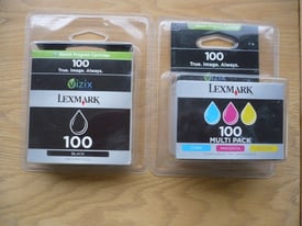 FREE POST. Lexmark No.100 Ink Cartridges, Cyan/Magenta/Yellow And Black Cartridge. Lexmark 100 Black