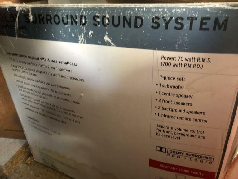 Dolby Surrounds Sound System. Pro logic . Cinematic sound quality