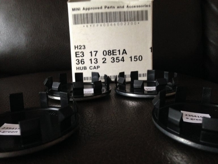 New Mini apple green wheel hub centres set of 4
