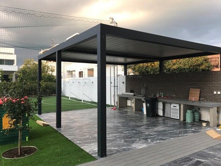 Aluminium Roof Canopy Veranda Glass Room Glass extension Frameless Sliding System Pergola