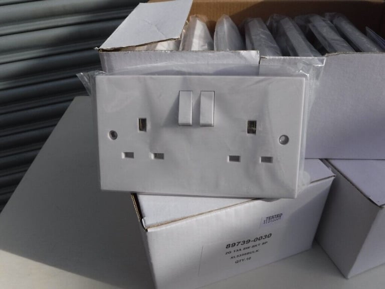Marbo Double sockets NEW 2 Gang 13 amp , 3 boxes of 10.