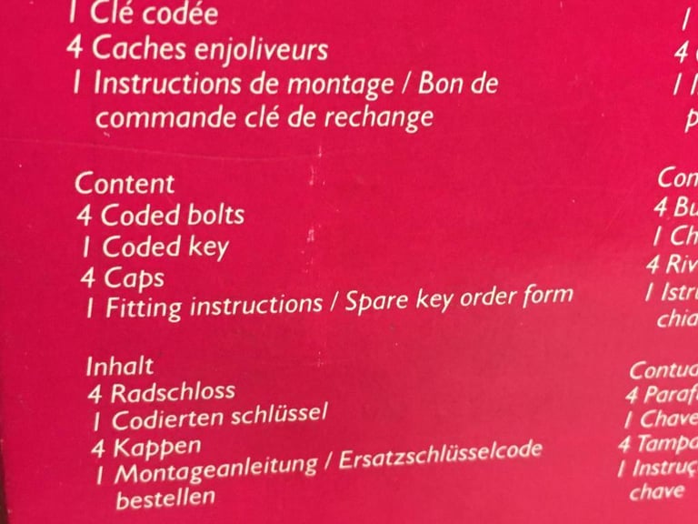 Renault Clio / Twingo locking wheel bolt kit